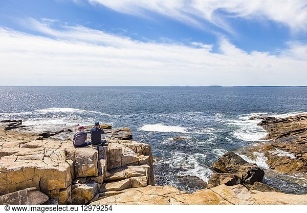 Schoodic Peninsula on the Atlantic Ocean in Acadia National Park on the coast of Maine in the United States.