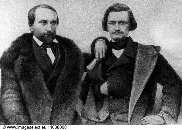 Schurz  Carl  2.3.1829 - 14.5.1906  US Politiker (Rep)  deut. Herkunft  Halbfigur  mit Gottfried Kinkel  Bonn  1847/1848