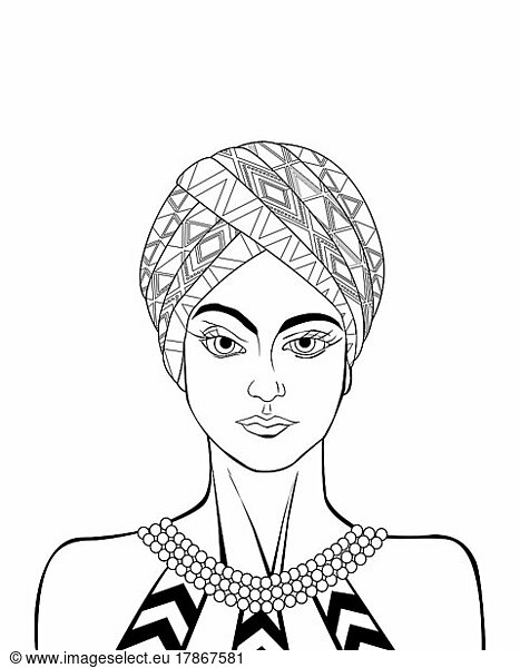 Schwarz-weiße Zeichnung einer afrikanischen Frau