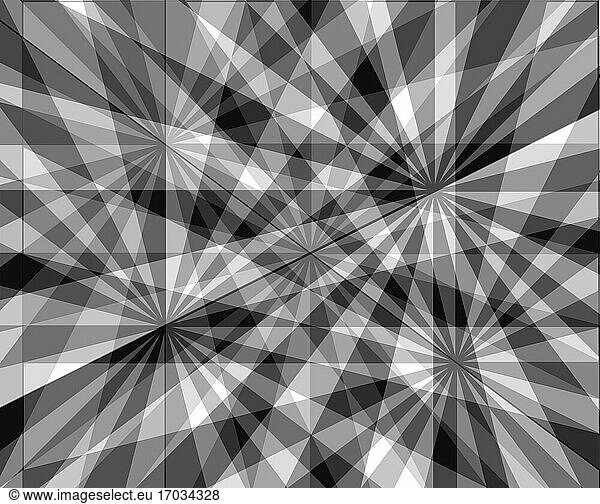 Schwarzer und weißer abstrakter Hintergrund. Neutraler Hintergrund für Präsentationsdesign. Abstraktes Muster aus radialen Streifen.