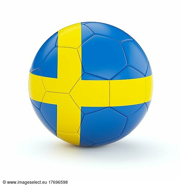 Schweden Fußball Fußball mit schwedischen Flagge vor weißem Hintergrund