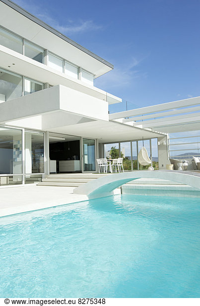 Schwimmbad und modernes Haus