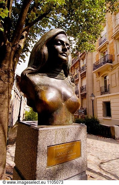 Sculpted Büste von Sänger Dalida. Paris. Frankreich