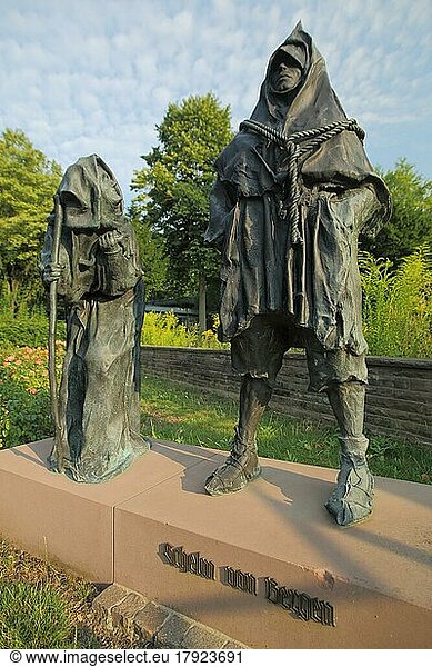 Sculpture Figures Schelm von Bergen with two figures  Schelmenburg  Bergen  Main  Frankfurt  Hesse  Germany  Europe