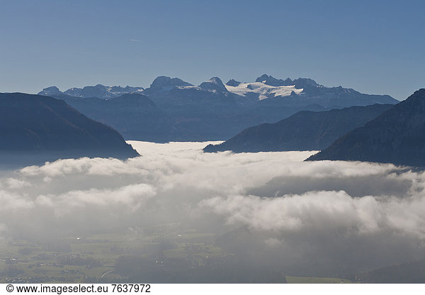 sea of fog  Auseerland  Styria  Austria  Altaussee  cloud  Dachstein  landscape  mountains  Dachstein glacier