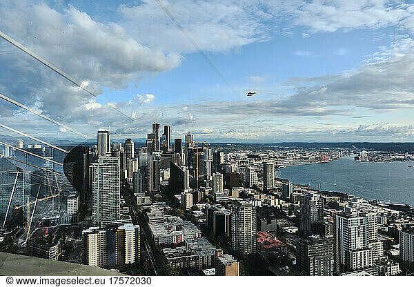 Seattle  from the observation deck of the Space Needle.