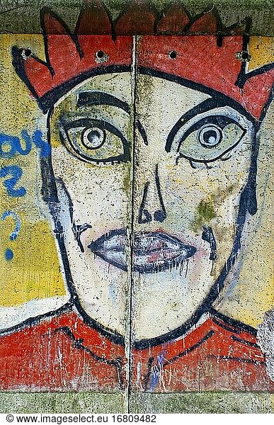 Section of the original Berlin Wall on display outside the M?rkisches (Marcher) Museum  Mitte  Berlin  Germany  Europe.