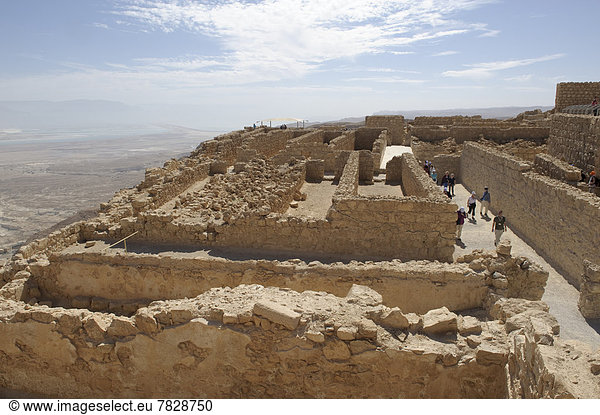 See Meer Festung Ruine Speisesalz Salz Naher Osten Israel Masada