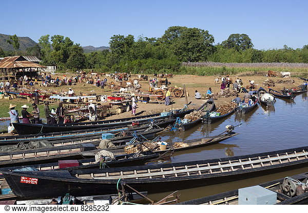See  Süden  Volksstamm  Stamm  Myanmar  Asien  Ende  Inle See  Markt  Shan Staat