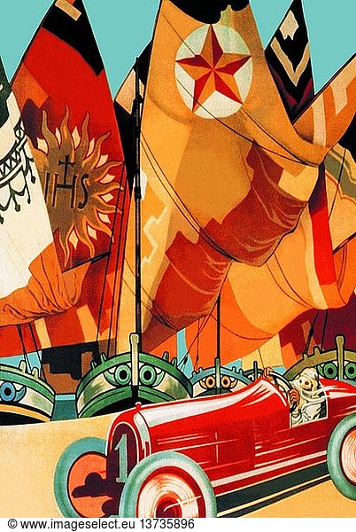 Segelboot und Automobil 1925