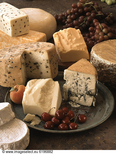 Selection of exotic cheeses