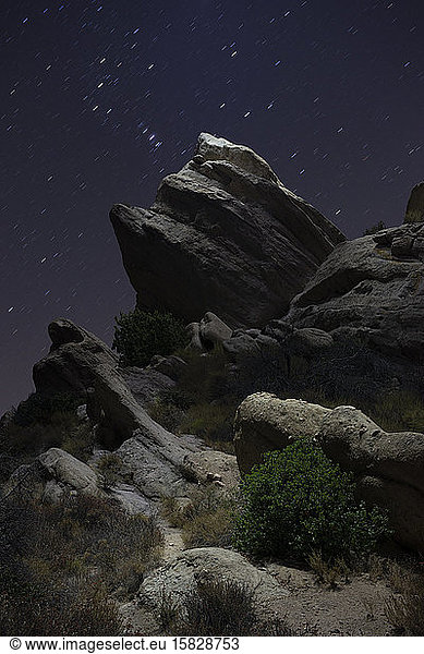 Seltsame Formationen bei Vasquez Rocks nahe Los Angeles  bei Nacht u