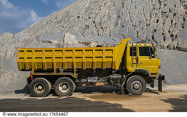 semi truck at gravel mine in Thailand