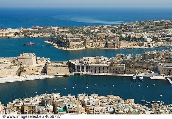 Senglea or Isla  Vittoriosa or Birgu and Kalkara  Aerial View  Malta Island  Republic of Malta