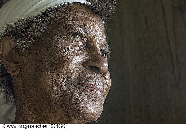 Senior Afro-Brazilian woman from north Minas Gerais  smiling