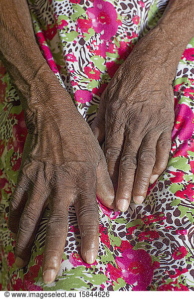 Senior Afro-Brazilian woman hands
