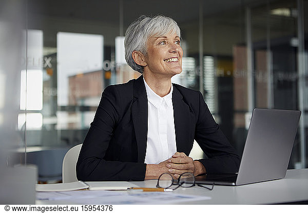 Senior businesswoman at desk in her office