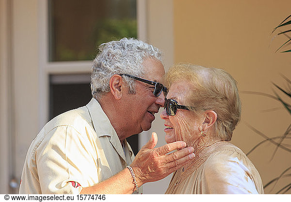 Senior couple showing affection