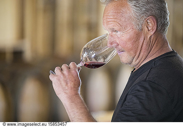 Senior Winemaker drinking wine