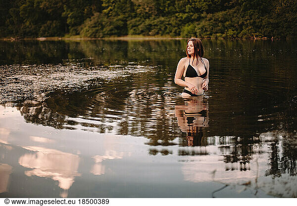Sensual woman in lake