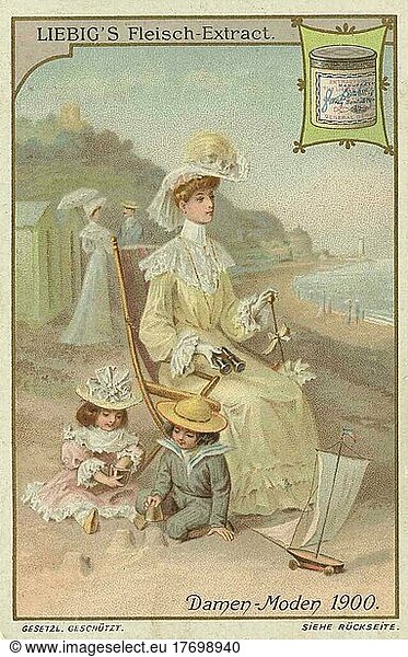 Serie Mode  Damenmode um 1900  vornehme Leute aus Deutschland  digital restaurierte Reproduktion eines Sammelbildes von ca 1900
