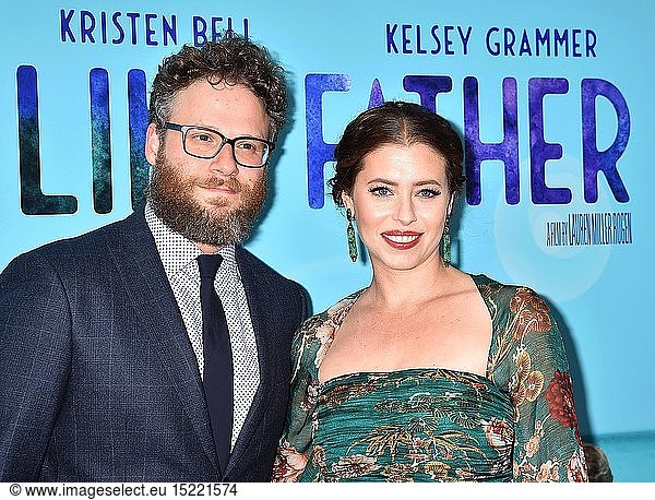 Seth Rogen (L) and Writer/Director/Producer Lauren Miller Rogen arrive at the Premiere Of Netflix's 'Like Father' at ArcLight Hollywood on July 31  2018 in Hollywood  California.