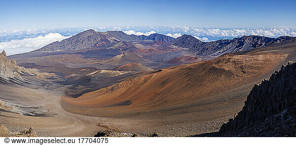 Seven images were combined for this composite image of Haleakala Crater in Haleakala National Park  Maui's dormant volcano  Hawaii; Maui  Hawaii  United States of America