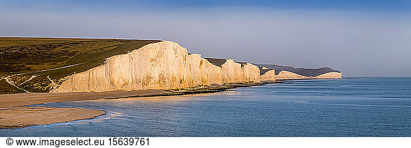 Seven Sisters  chalk cliffs in the English Channel; Sussex  England