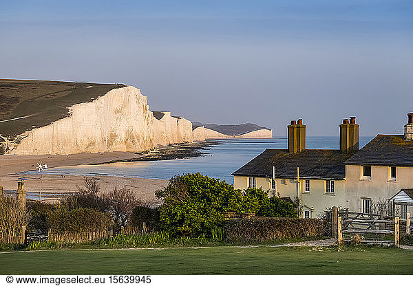 Seven Sisters  chalk cliffs in the English Channel; Sussex  England