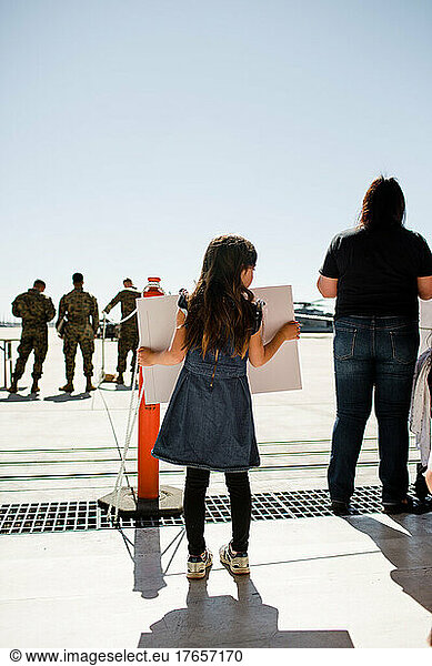 Seven Year Old Daughter Waiting for Military Dad's Return in San Diego