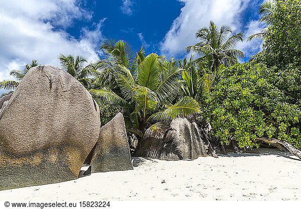 Seychellen  Granitfelsen an der Quelle dArgent