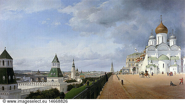 SF  Geo. hist.  Russland  StÃ¤dte  Moskau  GebÃ¤ude  Kreml  Panorama  GemÃ¤lde von Eduard GÃ¤rtner (1801 - 1877)  Schloss Charlottenburg  Berlin