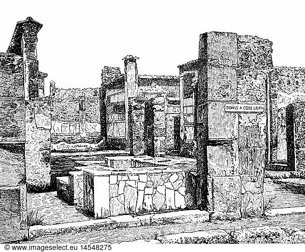 SG hist.  Antike  RÃ¶misches Reich  Ãœberreste einer rÃ¶mischen GarkÃ¼che  Pompeji  Xylografie  19. Jahrhundert