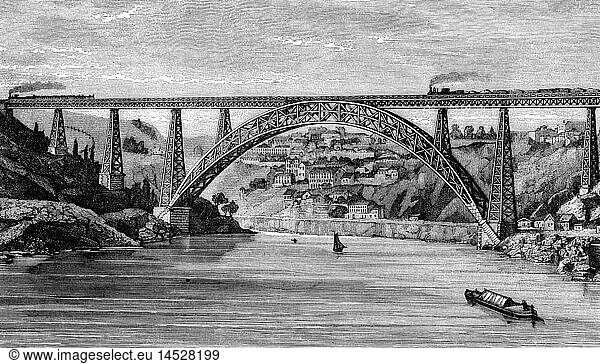 SG. hist  Architektur  BrÃ¼cken  EisenbahnbrÃ¼cke  Ponte Dom Luis I  Portrugal  erbaut 1881 - 1886