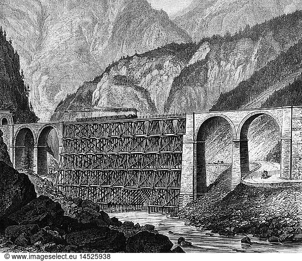 SG. hist.  Architektur  BrÃ¼cken  EisenbahnbrÃ¼cke  Viadukt Ã¼ber die Fella bei Ponte di Muro  Friaul  erbaut 1879