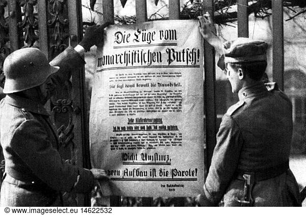 SG hist  Ereignisse  Kapp-LÃ¼ttwitz-Putsch 13.- 17.5.1920  Putschisten hÃ¤ngen ein Propagandaplakat auf