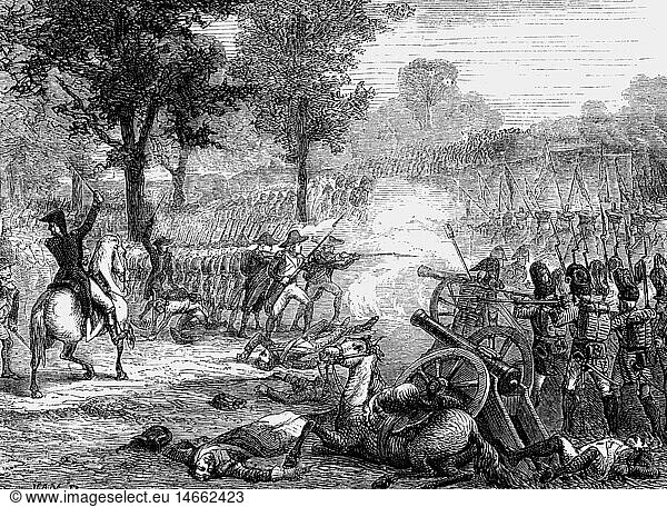 SG hist  Ereignisse  1. Koalitionskrieg 1792 - 1797  Schlacht von Wattignies  15./16.10.1793  Xylografie  19. Jahrhundert