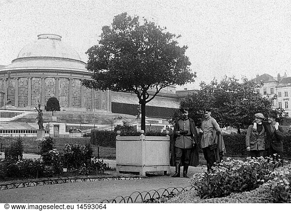 SG hist.  Ereignisse  1. Weltkrieg/WKI  Etappe  deut. Offiziere im Botanischen Garten von BrÃ¼ssel  Belgien  15.8.1916