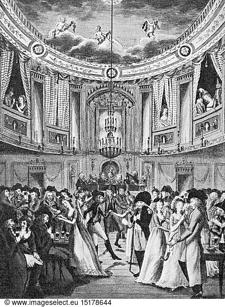 SG hist.  Feste  BÃ¤lle und Gesellschaften  Abendgesellschaft im bergischen Tanzsaal  Berlin  um 1790