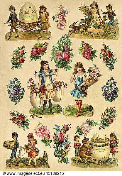 SG hist.  Feste  Ostern  Poesiealbum  einzelne Seite  Ostermotive  Deutschland  um 1893
