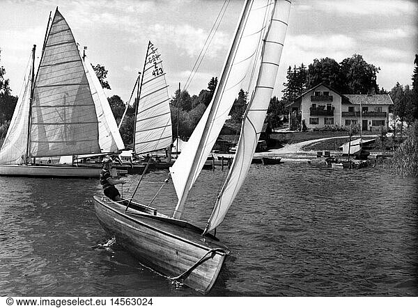 SG hist.  Freizeit / Hobby / Sport  Segeln  Pension und Bootsverleih FÃ¶rg  Urfahrn am Chiemsee  1961
