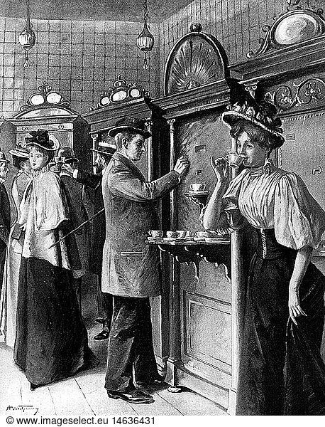 SG hist.  Gastronomie  Restaurant  Kaffee  'Automatisches Restaurant'  um 1895 SG hist., Gastronomie, Restaurant, Kaffee, 'Automatisches Restaurant', um 1895,