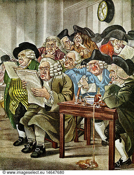 SG hist  Geld  BÃ¶rsen  Karikatur  die Londoner BÃ¶rse beim Eintreffen schlechter Nachrichten  Stich  um 1780