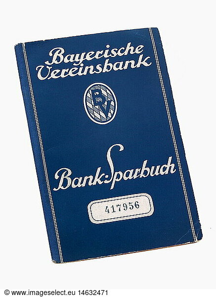 SG hist.  Geld  Bank-Sparbuch  Bayerische Vereinsbank  von 1945 bis 1963 gefÃ¼hrt  Bayern  Deutschland  1945