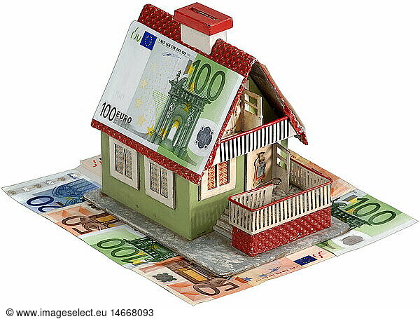 SG hist.  Geld / Finanzen  Hypothekenkrise  Eigenheim mit Euro Geldscheinen  Deutschland  2007