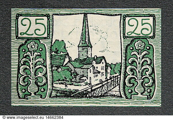 SG hist.  Geld  Geldscheine  Deutschland  25 Pfennig  Vorderseite  Herausgeber: Stadtrat der Stadt Holzminden  GÃ¼ltigkeit bis 1.5.1922