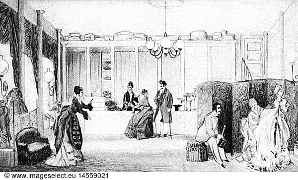 SG hist.  Handel  GeschÃ¤fte  Modesalon  Berlin  Zeichnung  1875