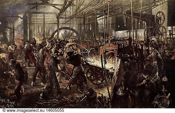 SG hist.  Industrie  Eisenwalzwerk  GemÃ¤lde  Adolph Menzel  Berlin  1875