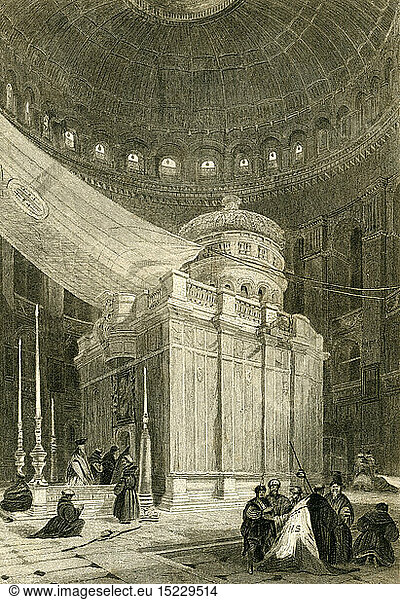 SG hist.  Jerusalem  Das heilige Grab  Stahlstich  um 1836