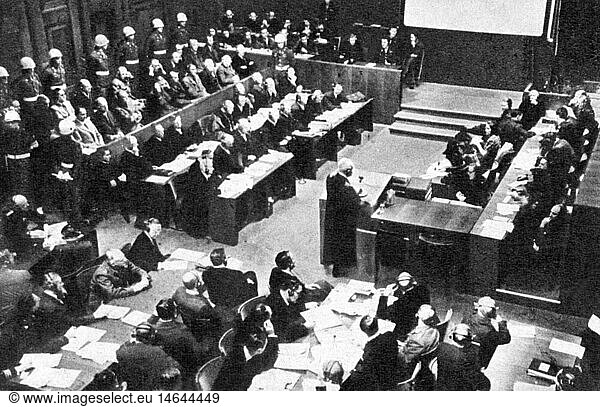 SG hist.  Justiz  Prozesse  NÃ¼rnberger Prozesse  ProzeÃŸ gegen die Hauptkriegsverbrecher  Blick in den Gerichtssaal  NÃ¼rnberg  1945 / 1946